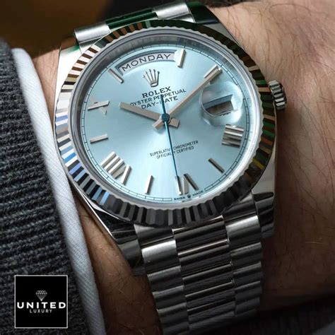 rolex day date platinum ice blue replica|rolex day date fluted bezel.